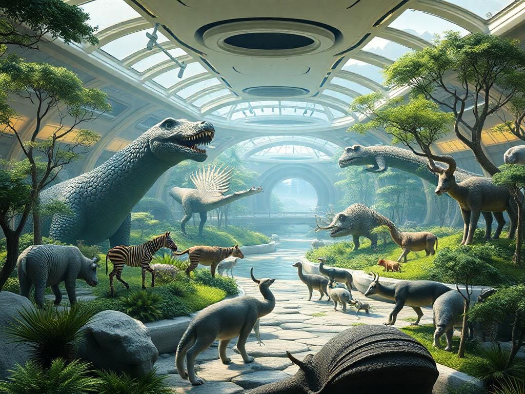 A futuristic zoo with revived woolly mammoths and other extinct animals