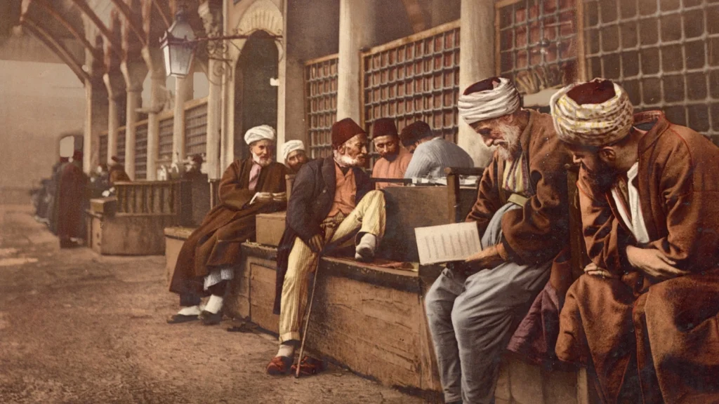 Depiction of the House of Wisdom in Baghdad during the Islamic Golden Age