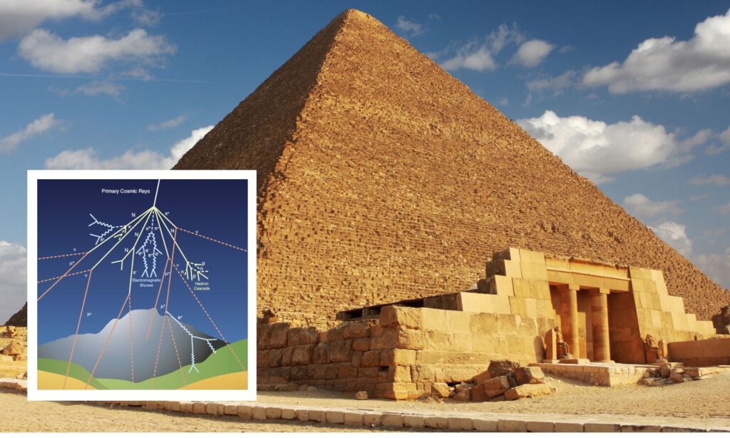 Conceptual illustration of the Great Pyramid as an energy generator.