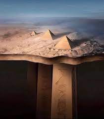 A digitally manipulated image of a massive underground network under the pyramids