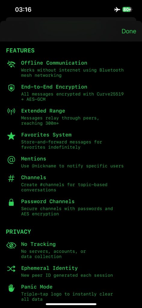 screenshot bitchat test app jack