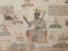 Gold coins and maps of the Mali Empire under Mansa Musa