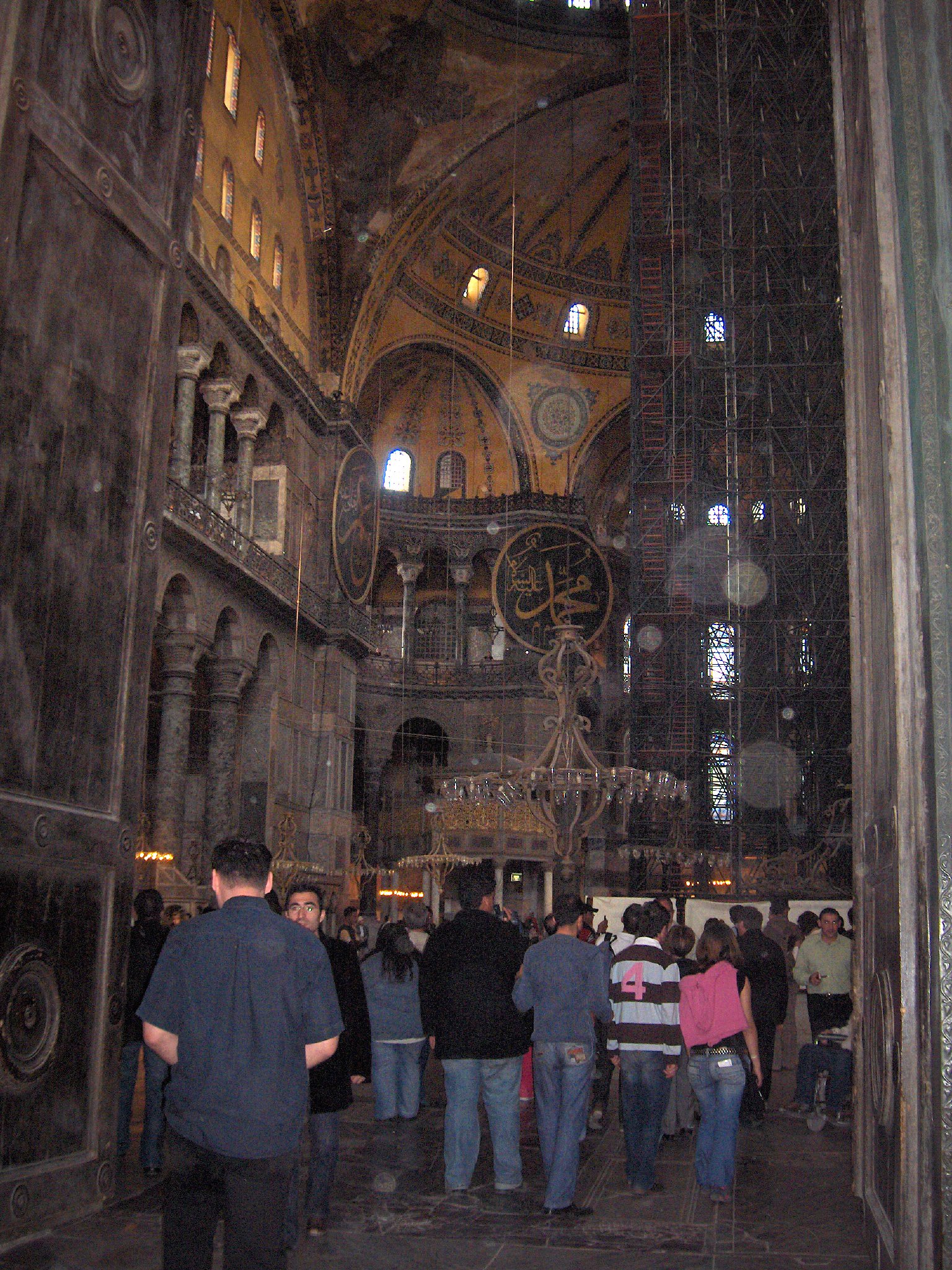 Interior of Hagia Sophia showing imperial mosaics and architecture