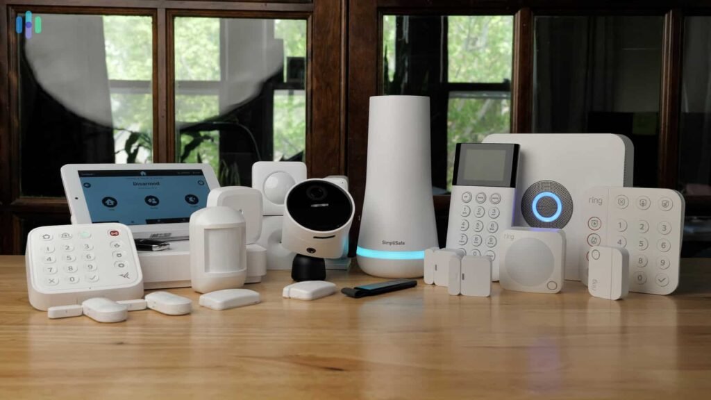 smart home surveillance devices showing a sleek voice assistant